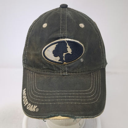 Mossy Oak Baseball Cap Black One Size Distressed Frayed Logo Strapback Hat