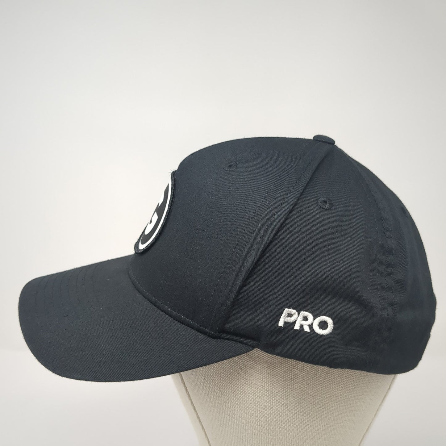 Pro Logo Patch Snapback Hat Black One Size Adjustable Solid Outdoor