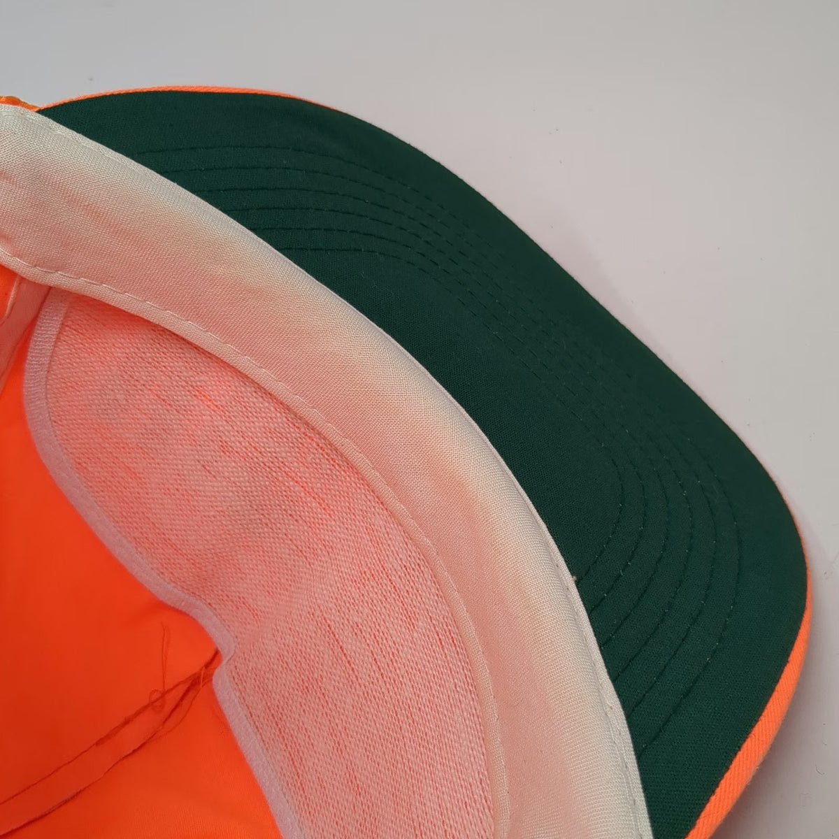 San Sun 5 Panel Orange Hat Victim Rope Green Underbrim Slideback Vintage