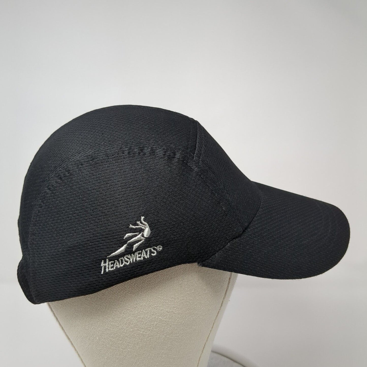 Headsweats Strapback 5 Panel Cap Black OS Adjustable Blank Coolmax Polyester