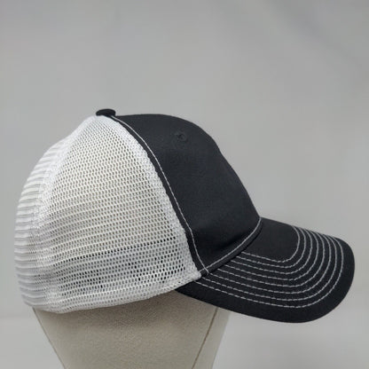 PLATT Fitted Trucker Hat Black OSFA Embroidered Vented Holes 6 Panel Mesh Back
