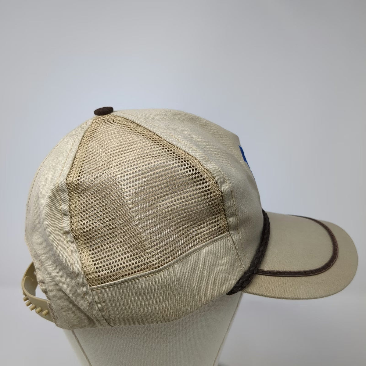 Union Pacific Railroad 5 Panel Hat Beige One Size Trucker Mesh Snapback Rope USA