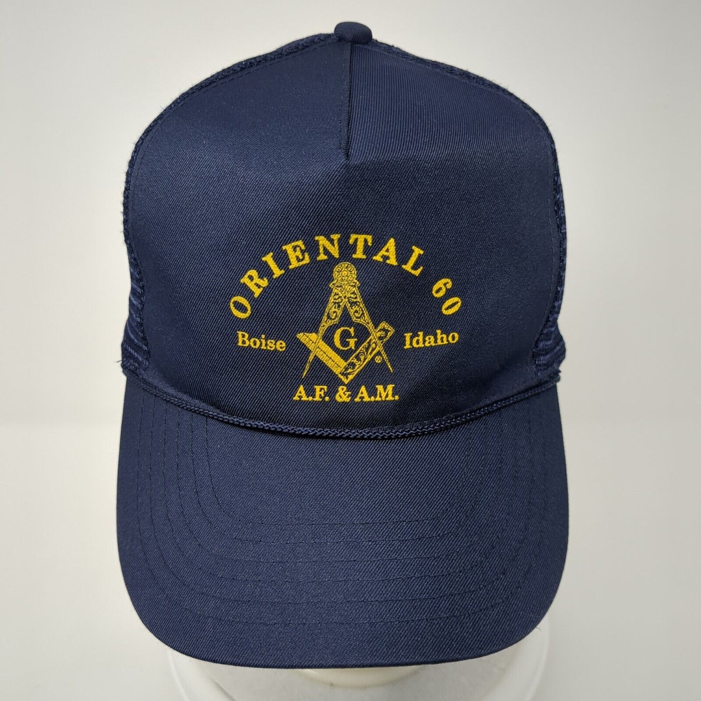 Oriental 60 Boise Idaho AF & AM Snapback Trucker Hat Blue OS Mesh Back Rope Otto