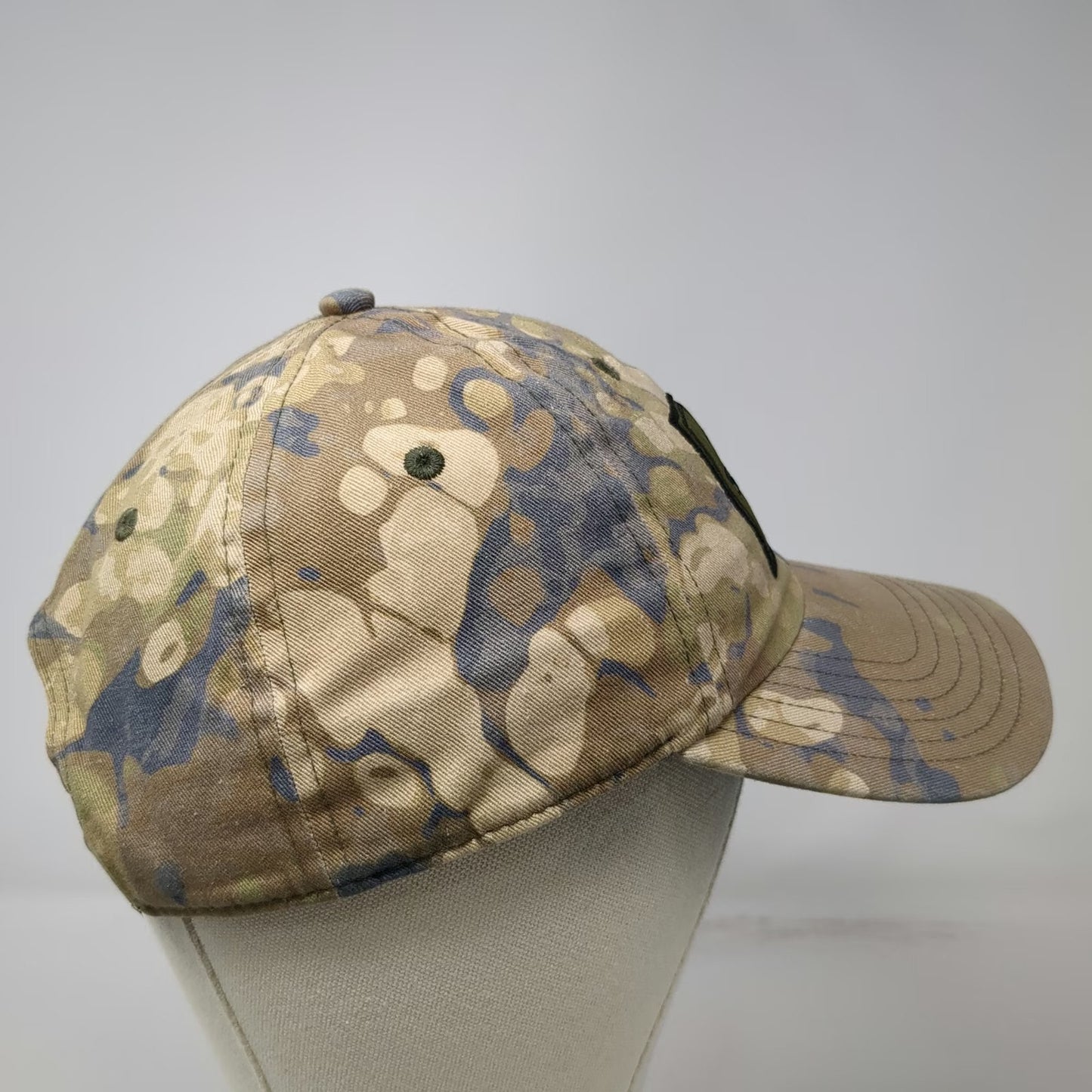 Simms Snapback Beige One Size Camo Fishing Hat Bozeman Montana Patch Logo