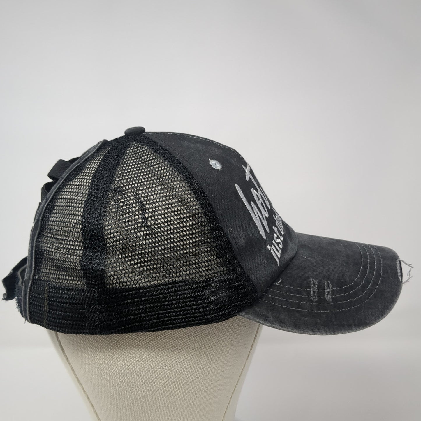 Hot Mess Just Doing My Best Strapback Trucker Hat Gray One Size Ponytail