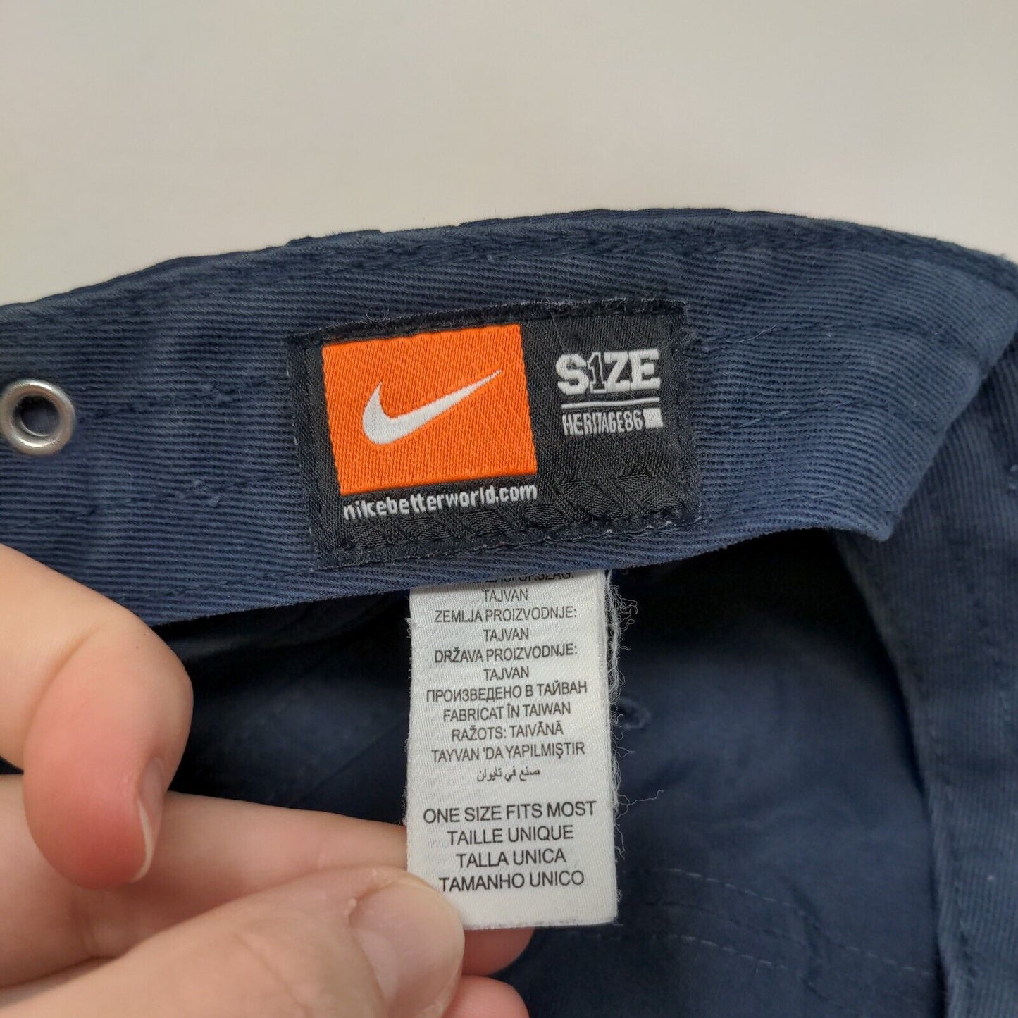 Nike Slideback Hat Blue OSFM Adjustable Heritage 86 Swoosh Vent Holes