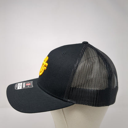 Richardson Snapback Trucker Hat Black One Size Mesh Back Embroidered Logo