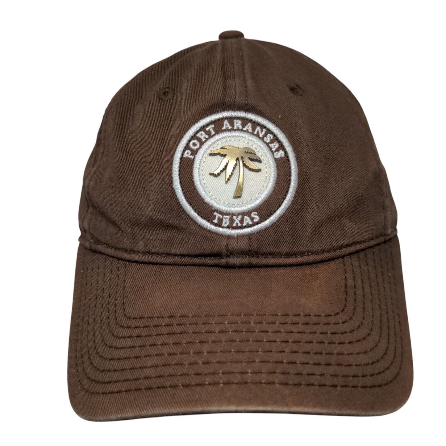 Port Aransas Texas Slideback Hat Brown OSFM Adjustable Triangle