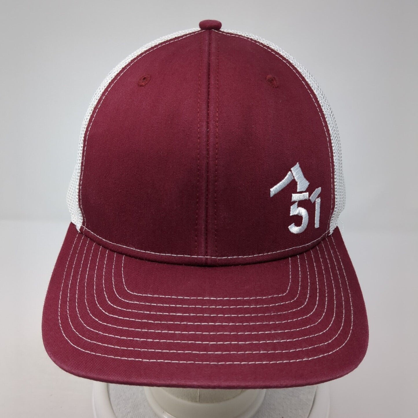 51 Snapback Trucker Hat Red One Size Adjustable Mesh Back 6 Panel Richardson