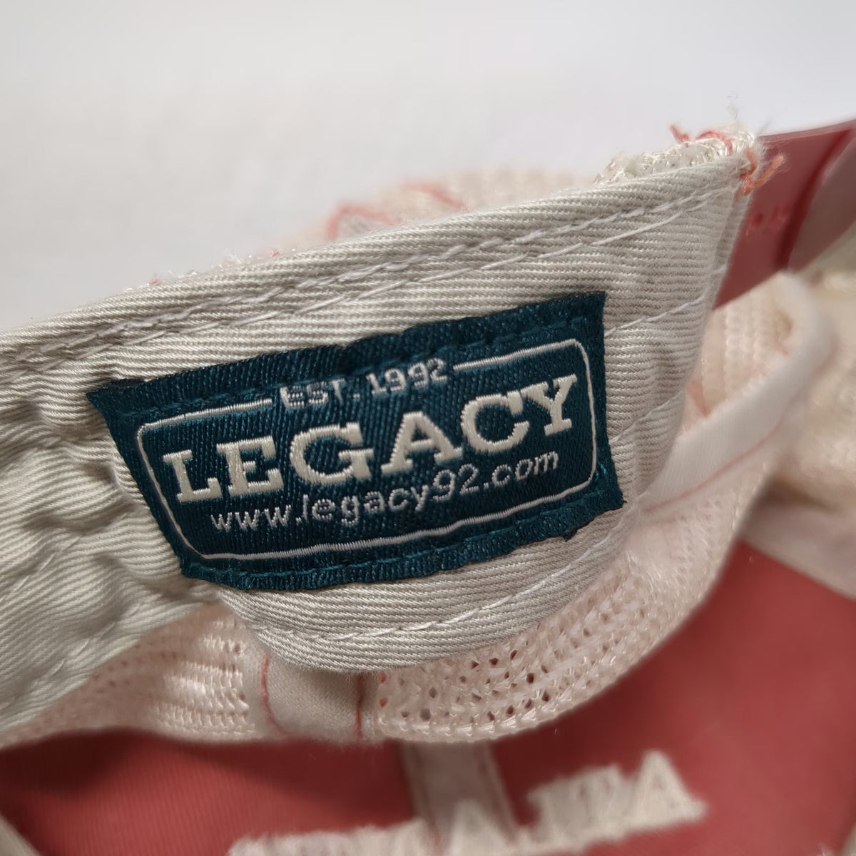 Legacy Trucker Hat Red Beige One Size Atlantis Paradise Island Bahamas Palm Tree