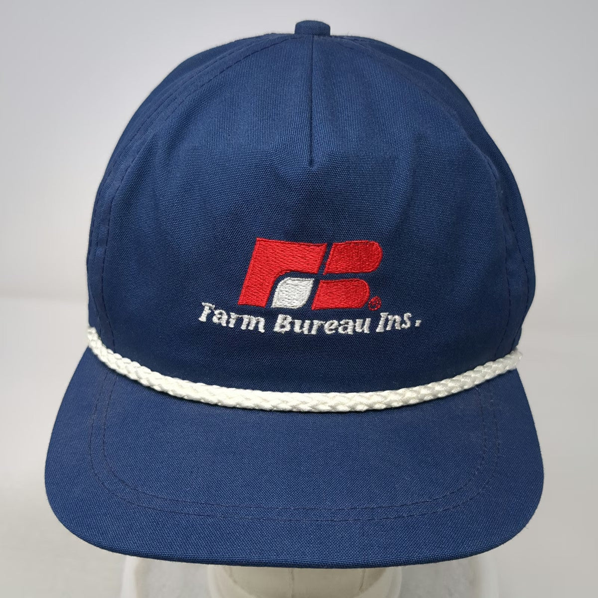 Farm Bureau Insurance 5 Panel Blue Hat One Size Rope Cord Slideback USA Made