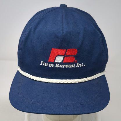 Farm Bureau Insurance 5 Panel Blue Hat One Size Rope Cord Slideback USA Made