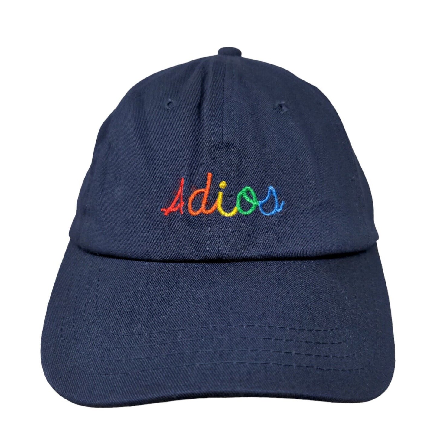 Adios Slideback Hat Blue One Size Embroidered Rainbow Lettering 6 Panel