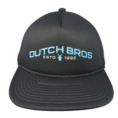 Dutch Bros 1992 Strapback Rope Trucker Hat Black One Size Mesh Back