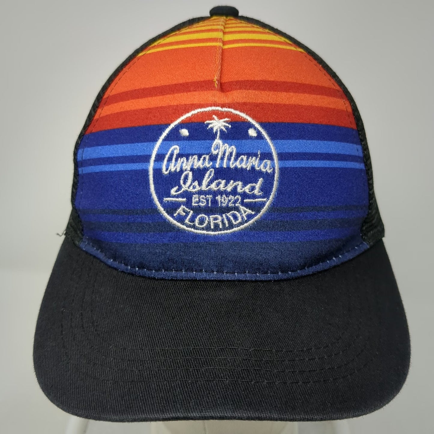 CSI Trucker Hat Black One Size Anna Maria Island Florida Sunset Graphic Mesh