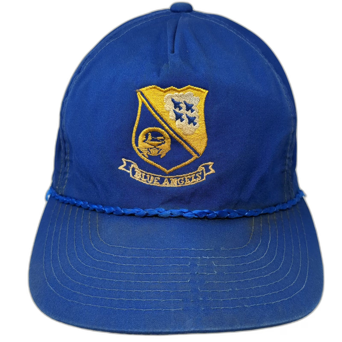 AMI 5 Panel Blue One Size Hat Blue Angels Shield Logo Rope Snapback Flat Brim