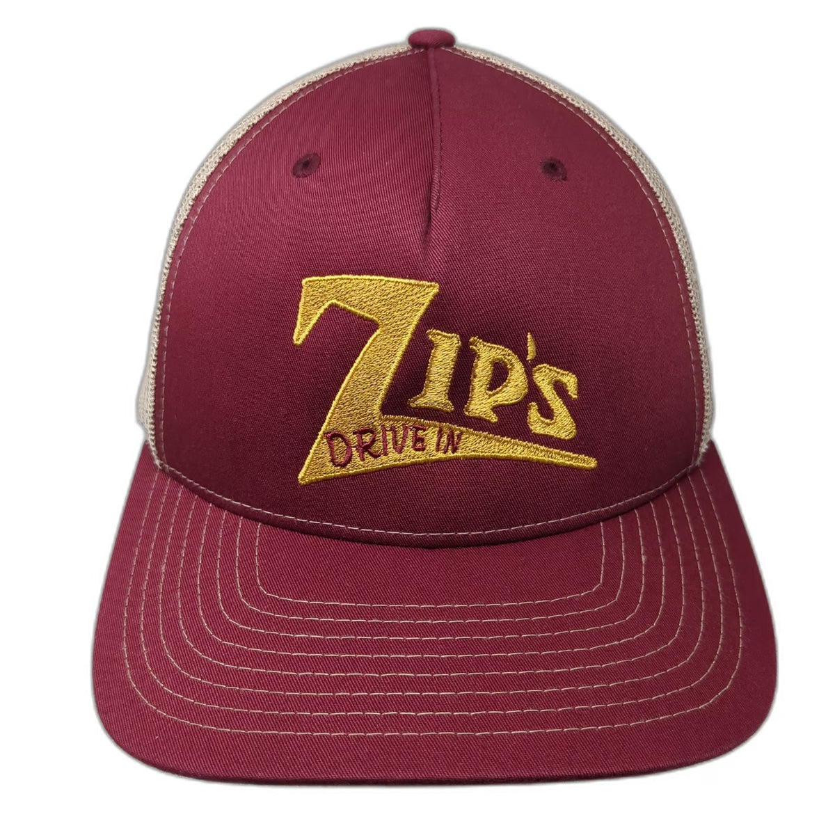 Richardson Trucker Hat Red One Size Zips Drive In Mesh Snapback Restaurant Logo