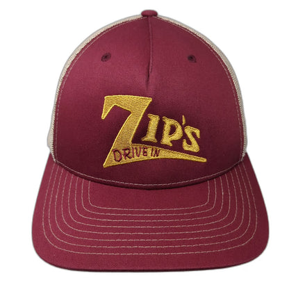 Richardson Trucker Hat Red One Size Zips Drive In Mesh Snapback Restaurant Logo