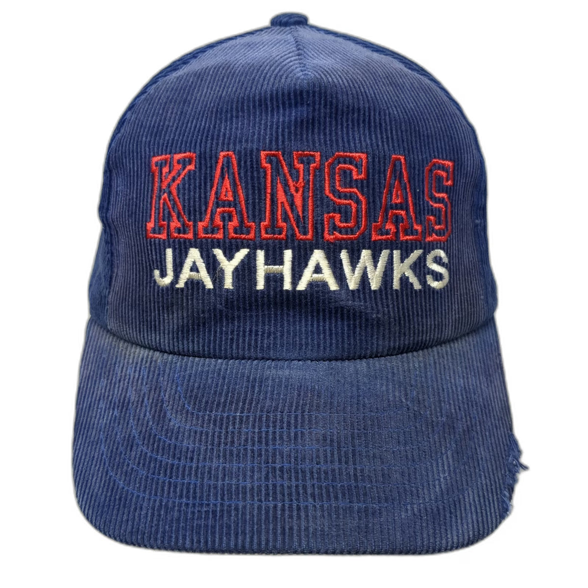 Kansas Jayhawks NCAA Blue Trucker One Size Snapback Corduroy Hat Embroidered