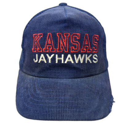 Kansas Jayhawks NCAA Blue Trucker One Size Snapback Corduroy Hat Embroidered