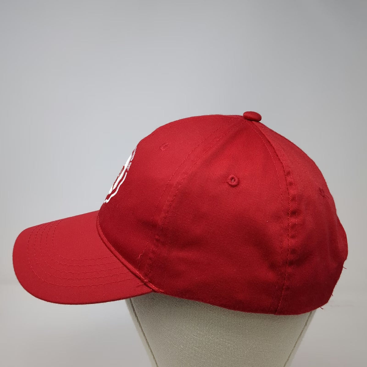 MJ Corp Baseball Cap Red One Size Over 50 Years Of Can Can Logo Strapback Hat