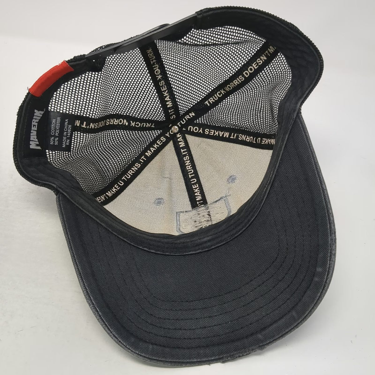 Maverik Trucker Hat White Gray One Size Truck Norris Mesh Back Snapback Graphic
