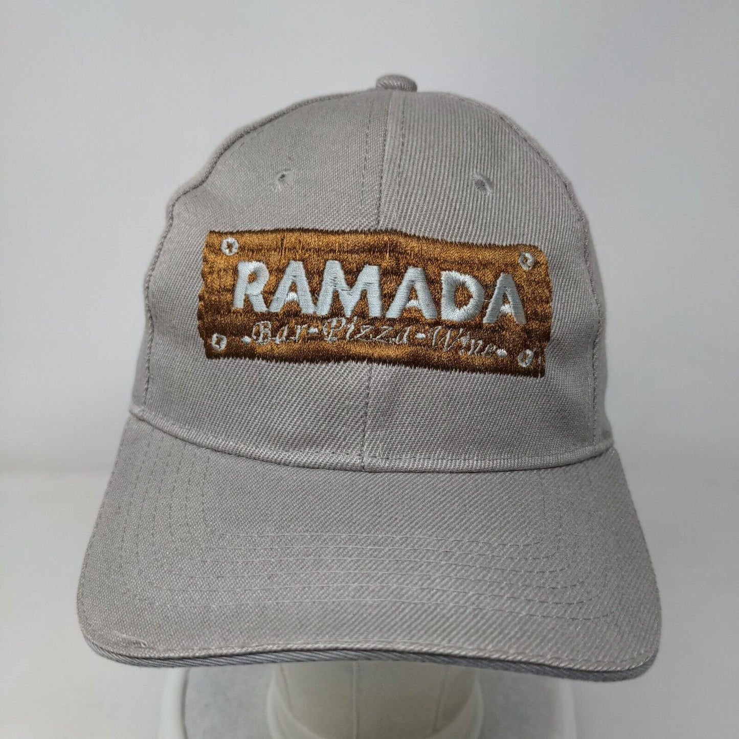 Ramada Bar Pizza Wine Slideback Hat Gray One Size Embroidered 6 Panel