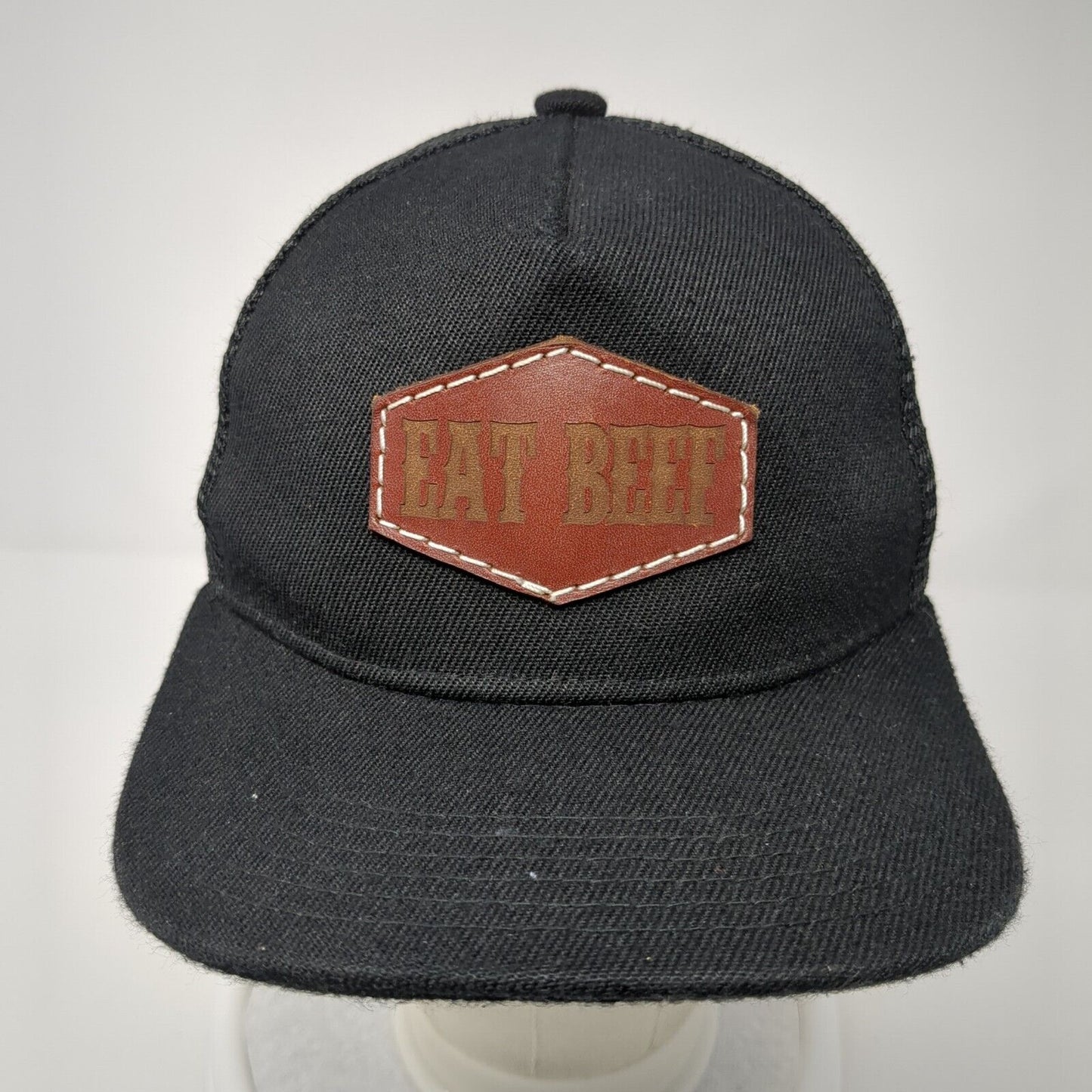 Eat Beef Patch Snapback Mesh Back Trucker Hat Black One Size Adjustable