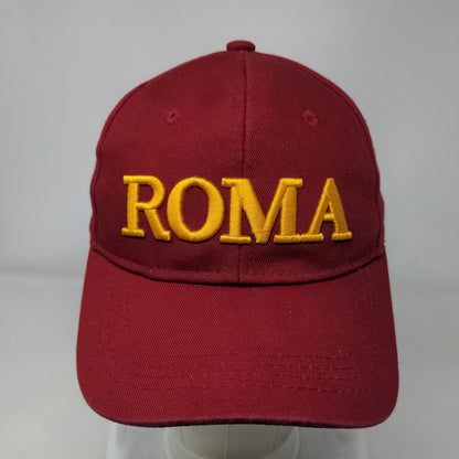 Roma 753 A.C Strapback Hat Red One Size Embroidered 6 Panel Italia