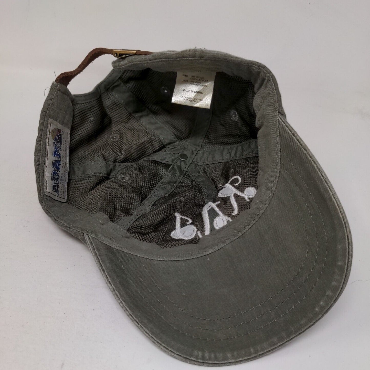 Monogram Slideback Hat Green One Size Embroidered Leather Strap Adams