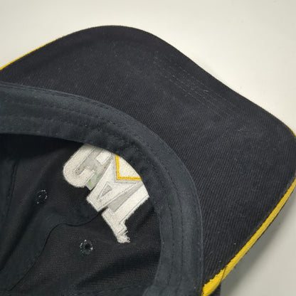 CAT Baseball Cap Black Yellow One Size Slideback Logo Cotton Sandwich Brim Hat
