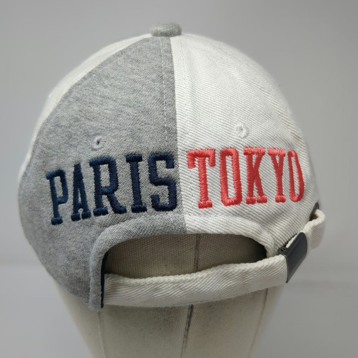 GAP Baseball Cap Gray White One Size Paris Tokyo Split Design Cotton Blend Hat