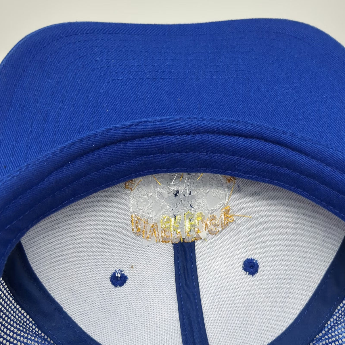 Port Authority Trucker Hat Blue One Size Mesh Back Snapback Mountains Graphic