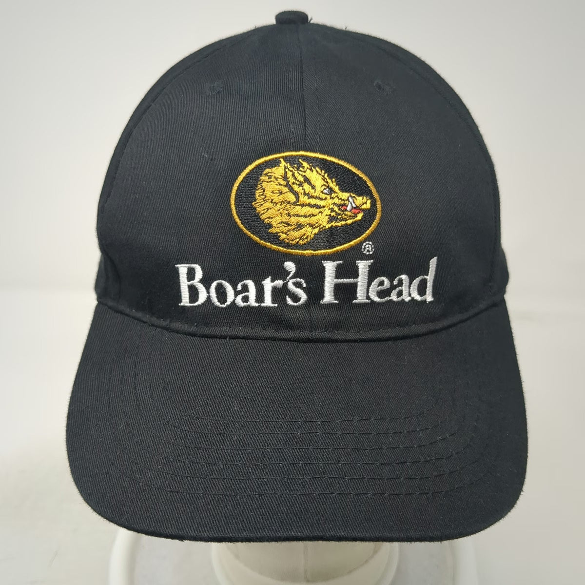 Boar's Head Logo Black Baseball Cap One Size Strapback Embroidered Hat Deli Food