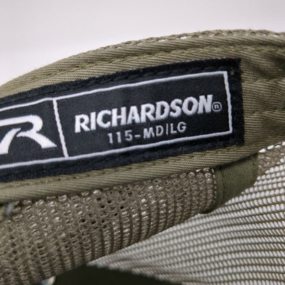 Mill 95 Leather Patch Snapback Trucker Hat Green M/L Mesh Back 6 Panel