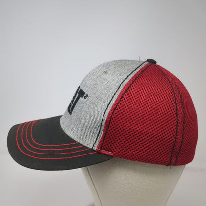 CAT Baseball Cap Gray Black Red One Size Stretch Fit Mesh Back Stitching Hat