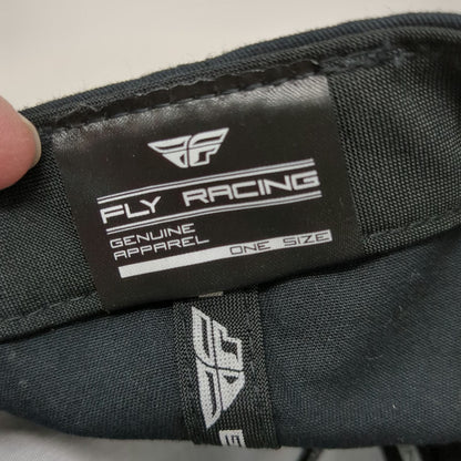 Fly Racing Snapback Black Hat One Size 5 Panel Embroidered Logo 98 Flat Brim