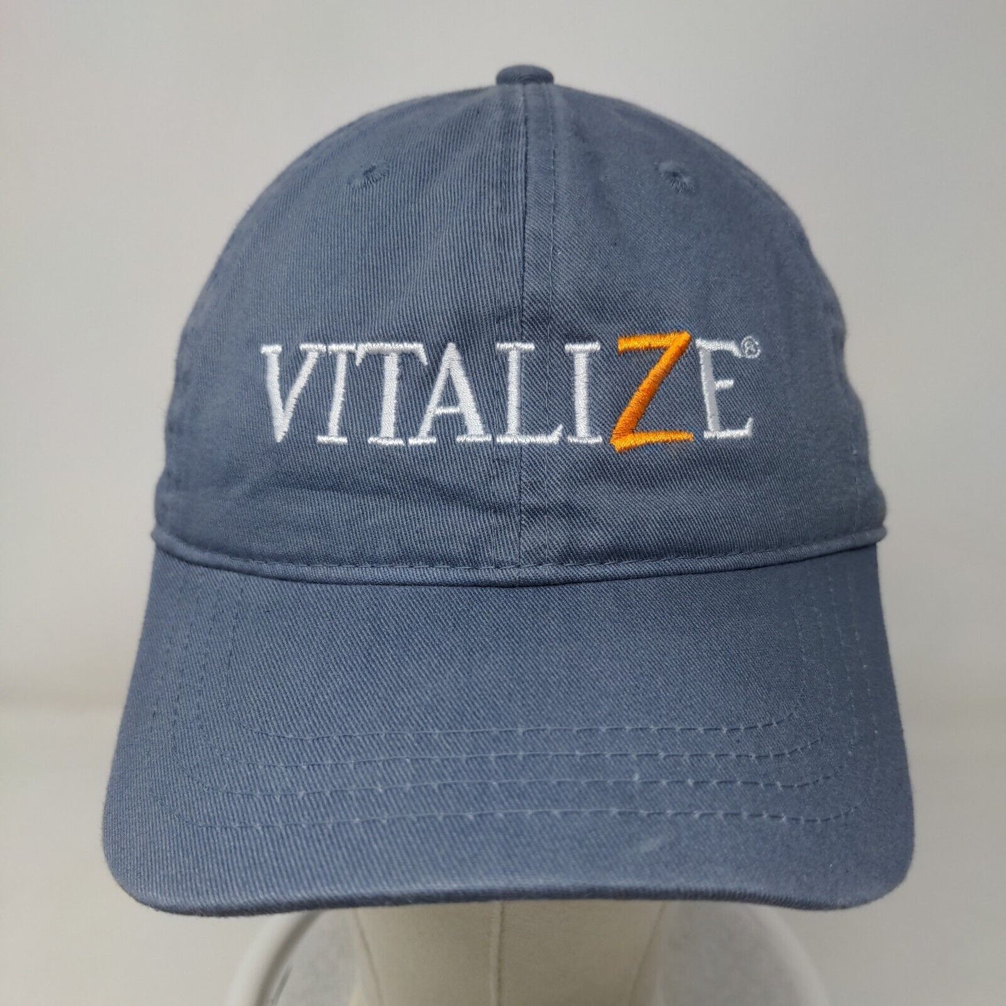 Vitalize Strapback Hat Blue OSFM Adjustable Embroidered Vented Holes 6 Panel OC