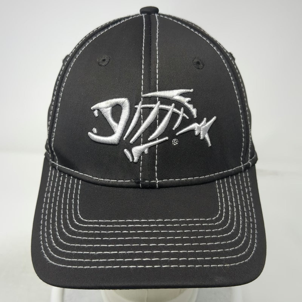 G. Loomis Baseball Cap Black M Fitted Skeleton Fish Contrast Stitching Hat