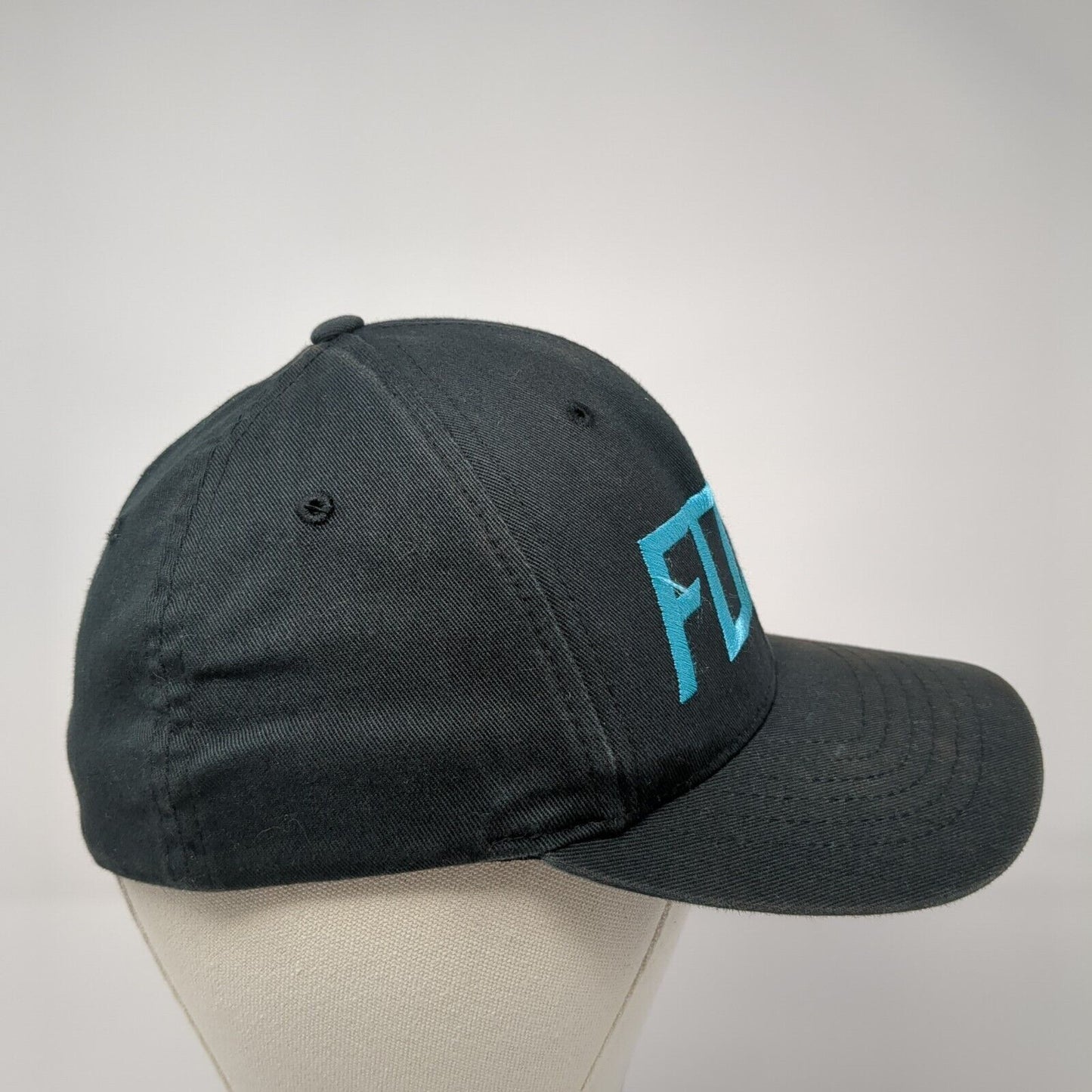 FOX Fitted Hat Black S/M Flexfit Lightweight Embroidered Vented Holes 6 Panel