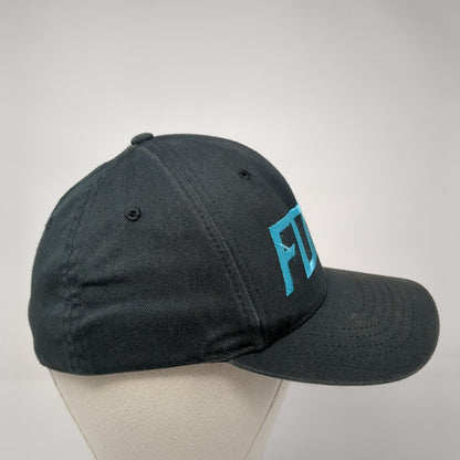 FOX Fitted Hat Black S/M Flexfit Lightweight Embroidered Vented Holes 6 Panel