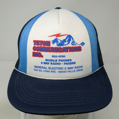 Inland Imports Trucker Hat Blue One Size Teton Communications Idaho Radio Mesh