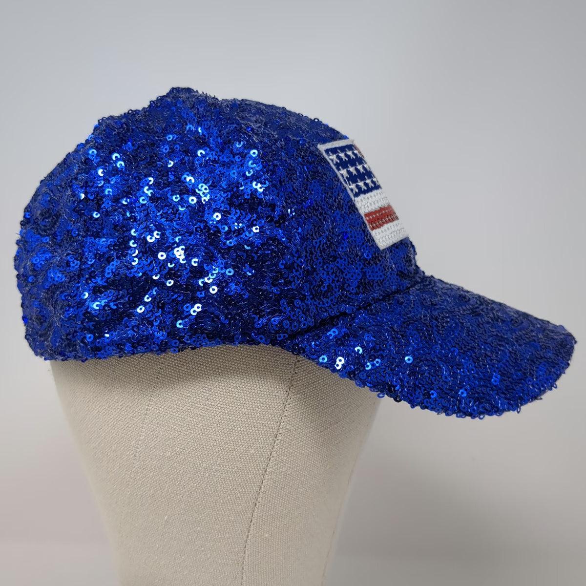 Lake Shore Drive Baseball Cap Blue One Size Sequin American Flag Stripes Hat