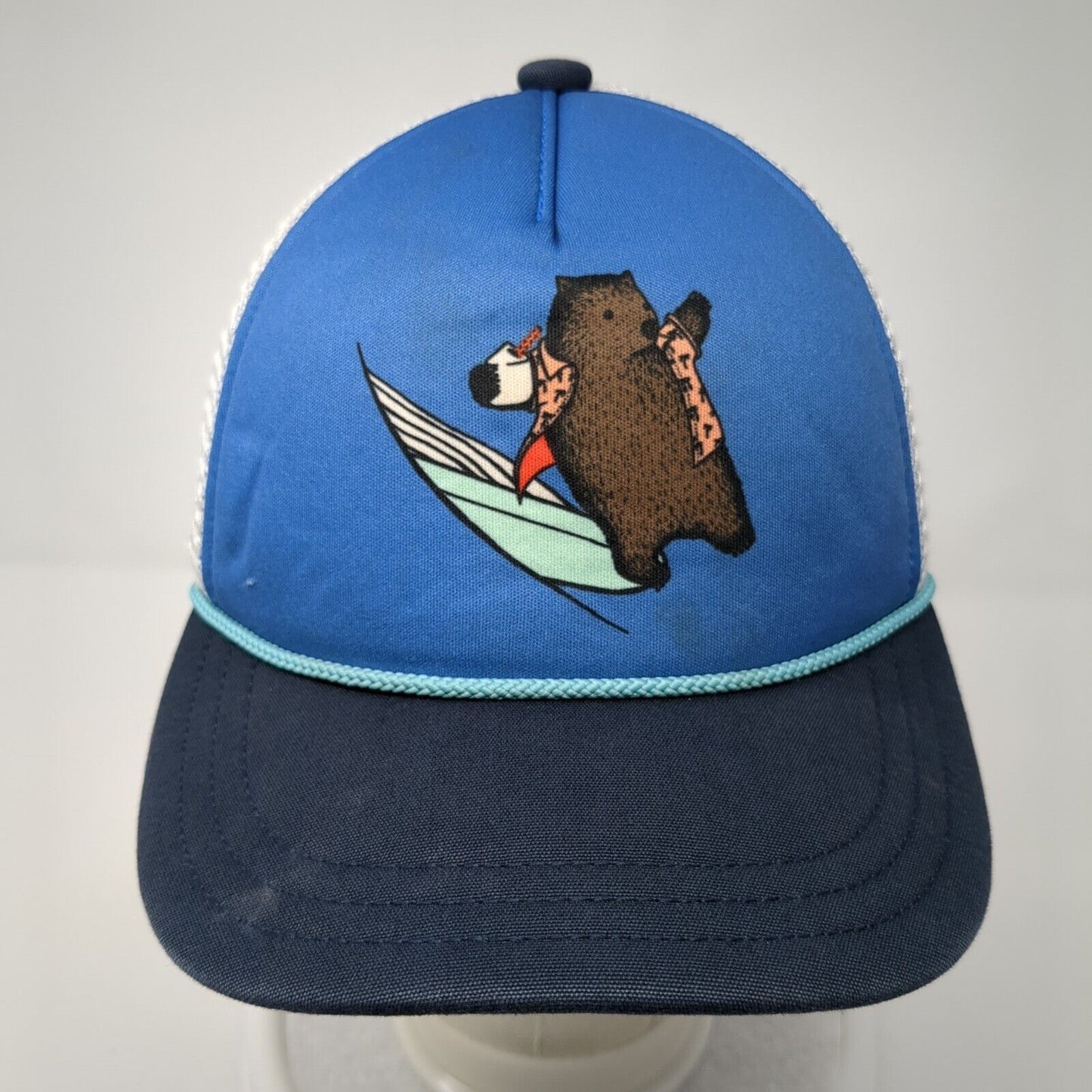 Bear Snapback Trucker Hat Blue Youth Boys One Size Mesh Back Rope Patagonia