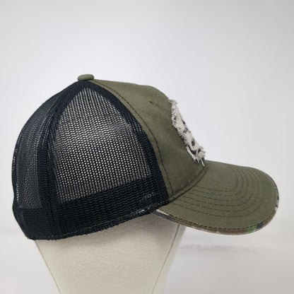 Realtree Trucker Hat Green One Size Snapback Frayed Patch Camo Brim Antler