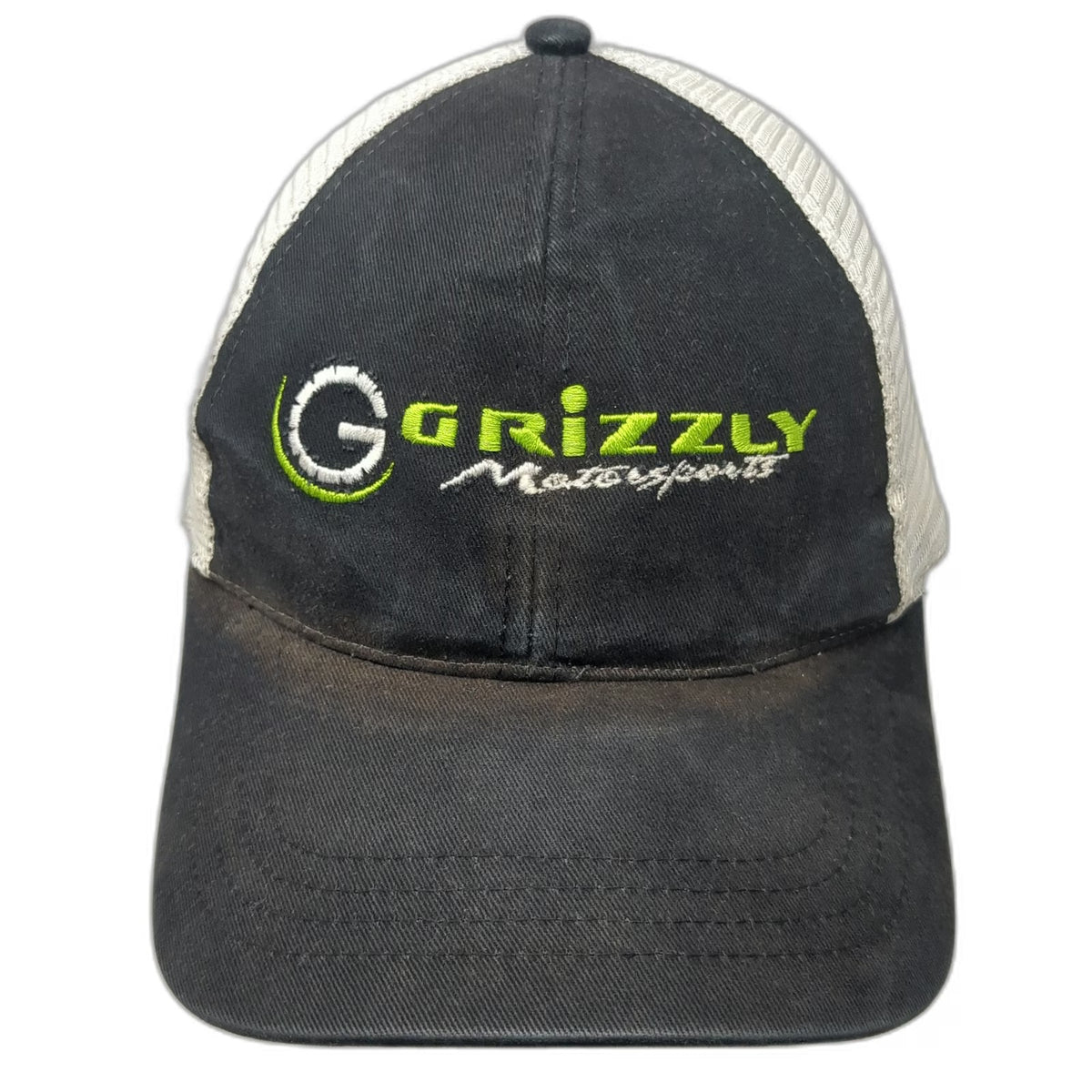 Baseball Cap Black One Size Mesh Back Grizzly Motorsports Logo Embroidered Hat