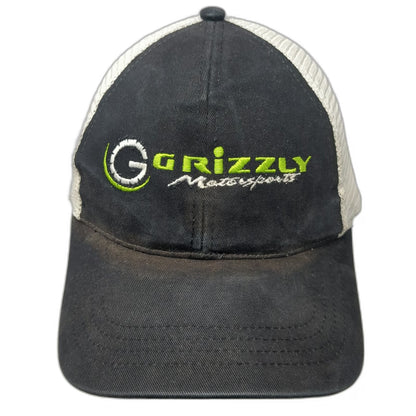 Baseball Cap Black One Size Mesh Back Grizzly Motorsports Logo Embroidered Hat