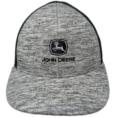 John Deere Baseball Cap Gray Black One Size Mesh Back Heathered Memory Fit Hat
