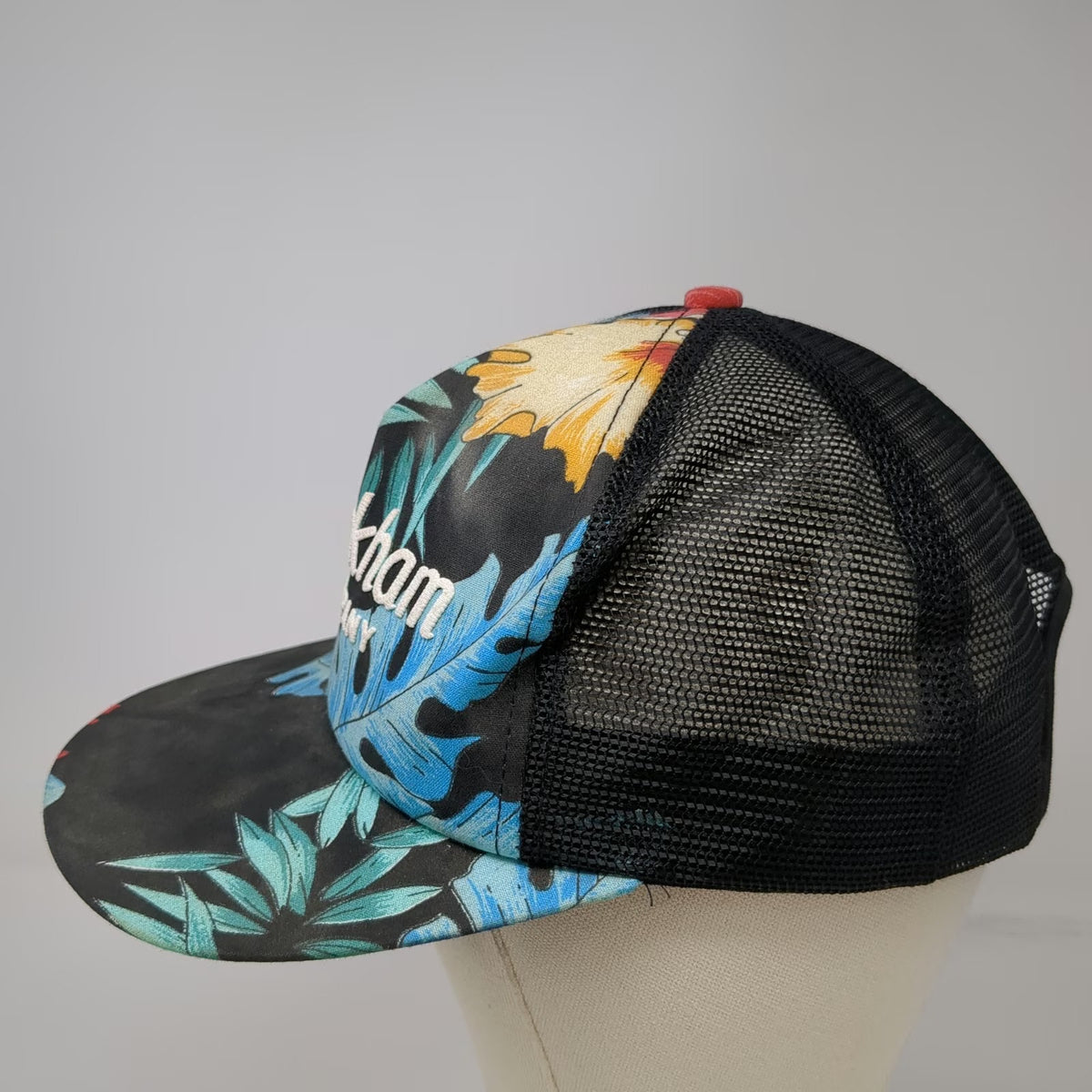 Crookham Company Trucker Hat Black Floral One Size Snapback Mesh Hat