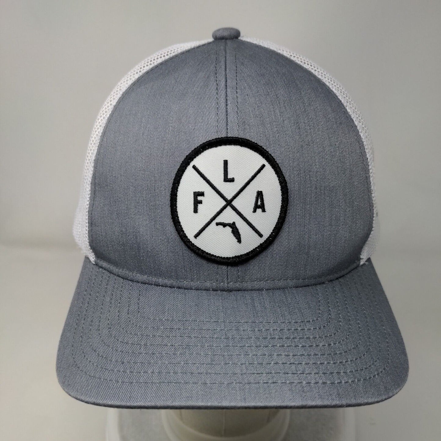 Florida Snapback Mesh Back Trucker Hat Gray One Size Colorblock Haka
